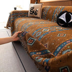 VClife Bohemian Couch Cover, Vintage Moroccan Tribal Geometric Chenille Couch - Image 5