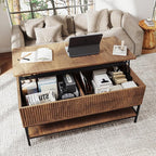 Walnut Coffee Table with Storage, Rectangle Lift Top Coffee Table, Modern Wood - Image 7