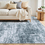 10x14 Area Rug for Living Room Bedroom: Non-Slip Modern Light Slate Blue | - Image 9