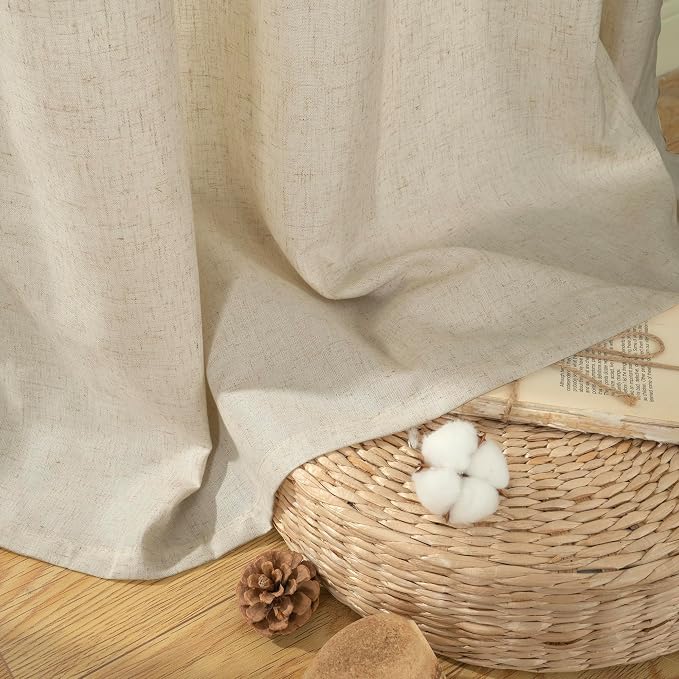 YoungsTex Grommet Linen Curtains 63 Inch Length 2 Panels - Image 7