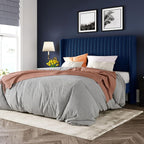 Allewie Queen Size Velvet Bed Frame/Vertical Channel Tufted Wingback by Allewie