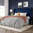 Allewie Full Size Velvet Bed Frame/Vertical Channel Tufted Wingback by Allewie