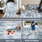 6x9 Area Rug for Living Room Bedroom: Non-Slip Modern Light Slate Blue | - Image 6