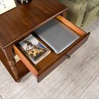 Large End Table with Drawer and Storage Shelf, Solid Wood Sofa Side Table - Image 9