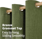 YoungsTex Olive Linen Curtains 72 Inch Length 2 Panels - Image 5