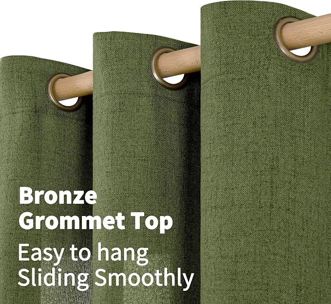 YoungsTex Olive Linen Curtains 54 Inch Length 2 Panels - Image 6