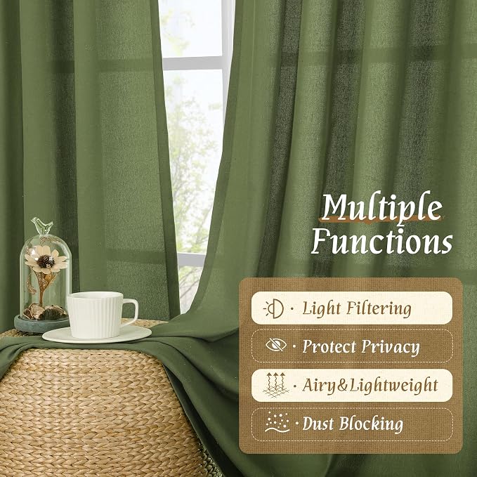 Light Filtering Linen Curtains 63 inches Long - Image 9