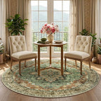 RELEANY Washable Area Rug, Round 5ft, Brick/Brown/Green | Non-Slip, Water - Image 3
