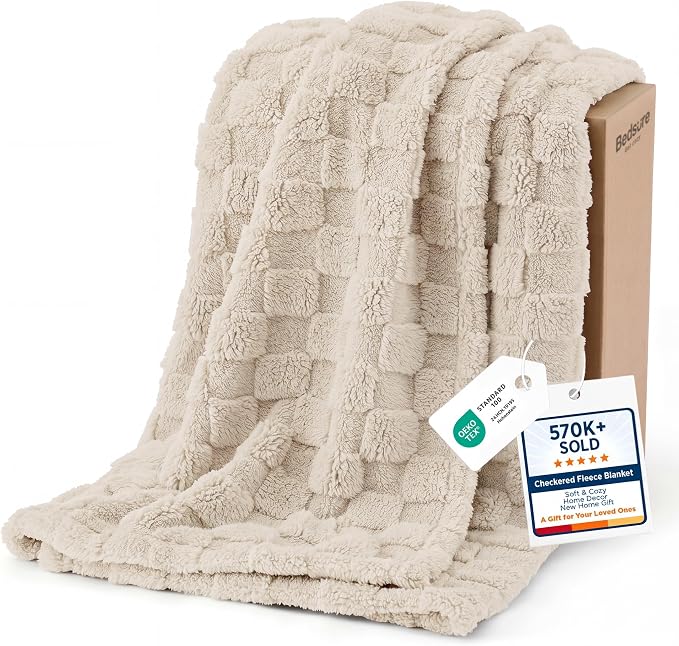 Bedsure GentleSoft Beige Throw Blanket by Unknown