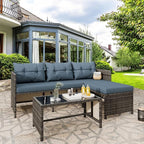 Vongrasig 3 Pieces Patio Furniture Sets, All-Weather Wicker Outdoor Sofa Couch by Vongrasig