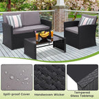 KROFEM 4-Piece Patio Furniture Set, Wicker Outdoor Rattan Sectional Sofa - Image 5