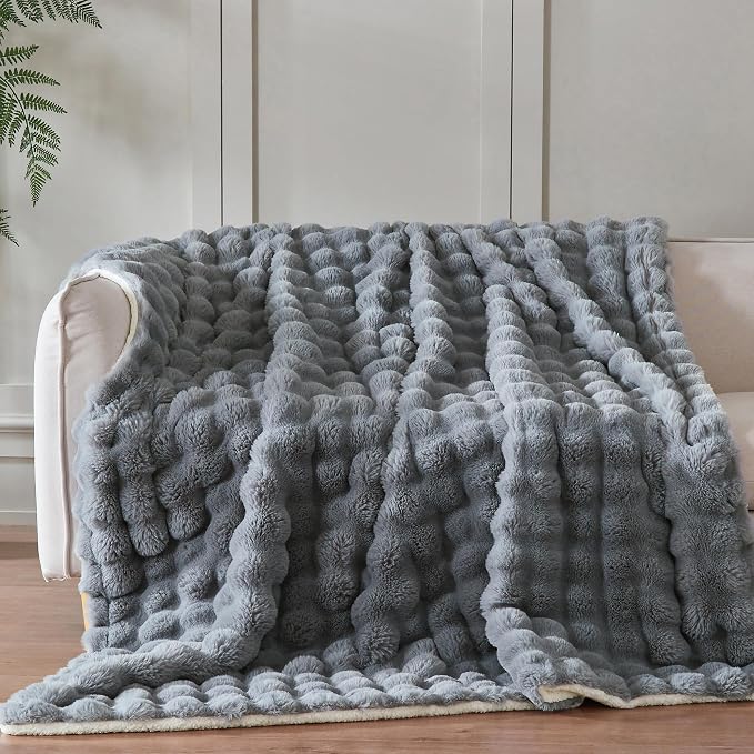 60x80 Inches Ultra-Soft Fuzzy Faux Fur Plush Twin Size Blanket - Image 4