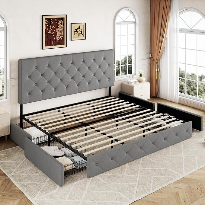 Allewie Upholstered King Size Platform Bed Frame - Image 8