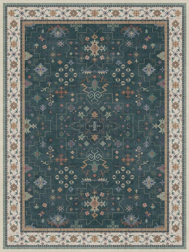 Dark Green Vintage Living Room Rug 9x12 - Image 3