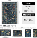 DUKINO 9x12 Area Rug for Living Room Washable Animal Rug Non Slip Navy Blue | - Image 2