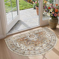 Madane Washable Half Circle Round Rug 2x3 Small Moon Rugs, Turmeric/Grey | by Madane