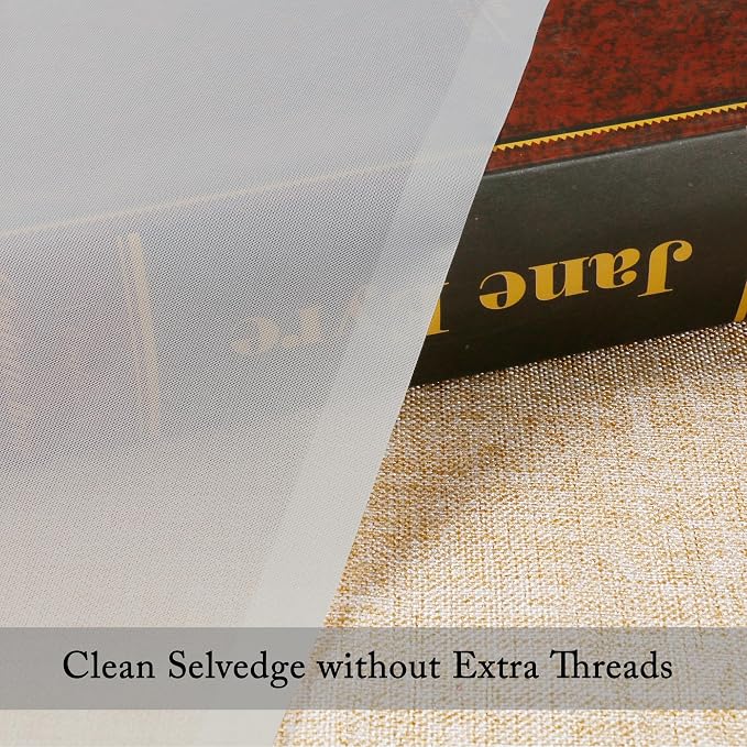 Sheer Ivory Curtains 108" Inch Length 2 Panels Set, Light Filtering Soft Rod - Image 3