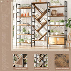 INNOD 70x70 Triple 5 Tier Book Shelf, Large Wooden Bookcase - Image 5