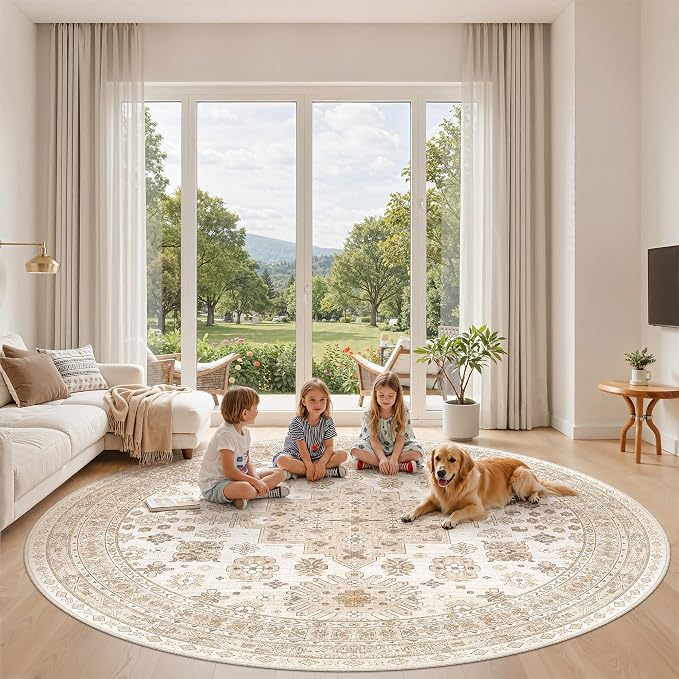 Round Rug 8ft, Circle Rug for Dining Room Table, Dining Room, Nursery Room - Image 9