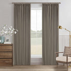 Taupe Grey Pleated Linen Blackout 80 Inch Curtains - Image 9
