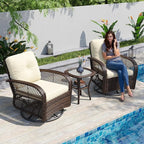 Aoxun 3 Pieces Patio Furniture Set, Patio Swivel Rocker Chairs Set of 2 - Image 2
