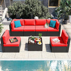 Vongrasig 7 Pieces Patio Furniture Sets, Outdoor All-Weather Wicker Patio by Vongrasig
