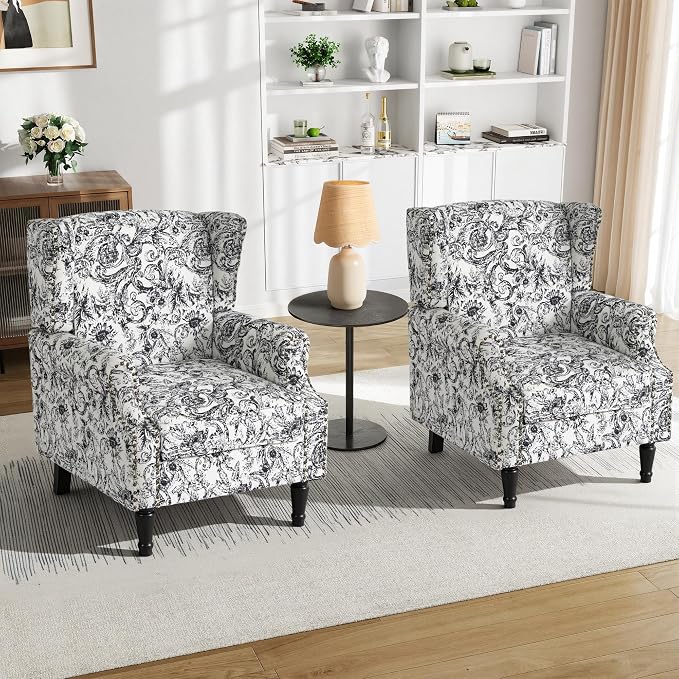 Pia Ricco High Back Floral Accent Chair - Image 6