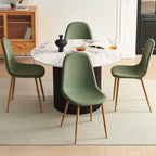 Dining Table Set for 4, Mid Century Modern 47 Inch White Marble-Look Wooden - Image 8
