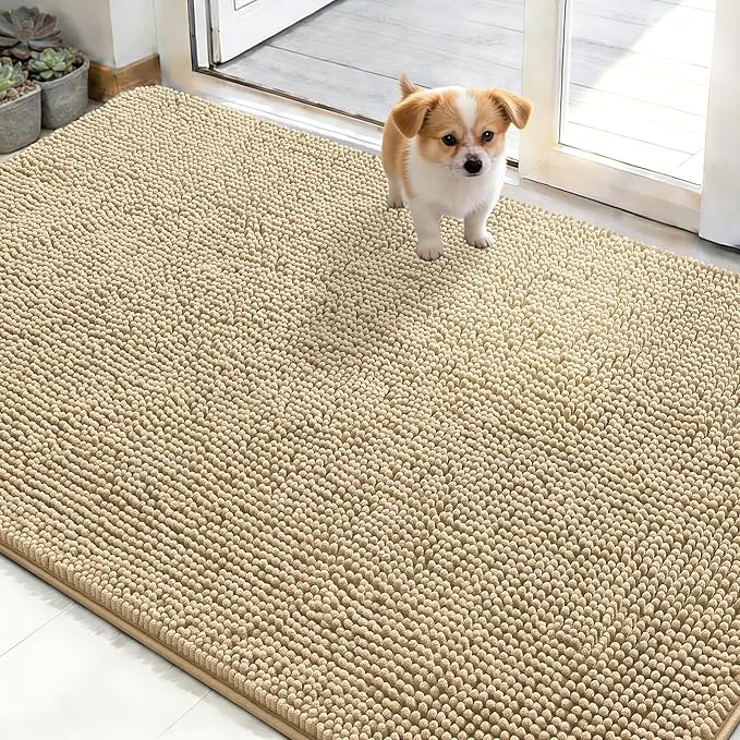 OLANLY Dog Door Mat for Muddy Paws 48x30, Super Absorbent Chenille Mud Mat | by OLANLY