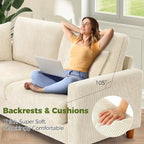 70in Corduroy Couch, Kidirect Sofa No Tool Assembly, Comfy Couches - Image 3