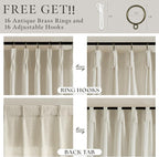 Tan Beige Memory Trained Semi Sheer Linen Pleated Curtains 80 Inches Long | 80 - Image 4