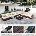 UPHA 9 Pieces Patio Furniture Sets, Wicker Outdoor Sectional Sofa Couch - Image 3