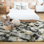 4x6 Grey and Gold Fluffy Soft Area Rug Non-Slip - Image 3