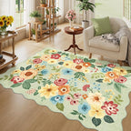 DUKINO 4x6 Area Rug, Non Slip Floral Washable Rug by DUKINO