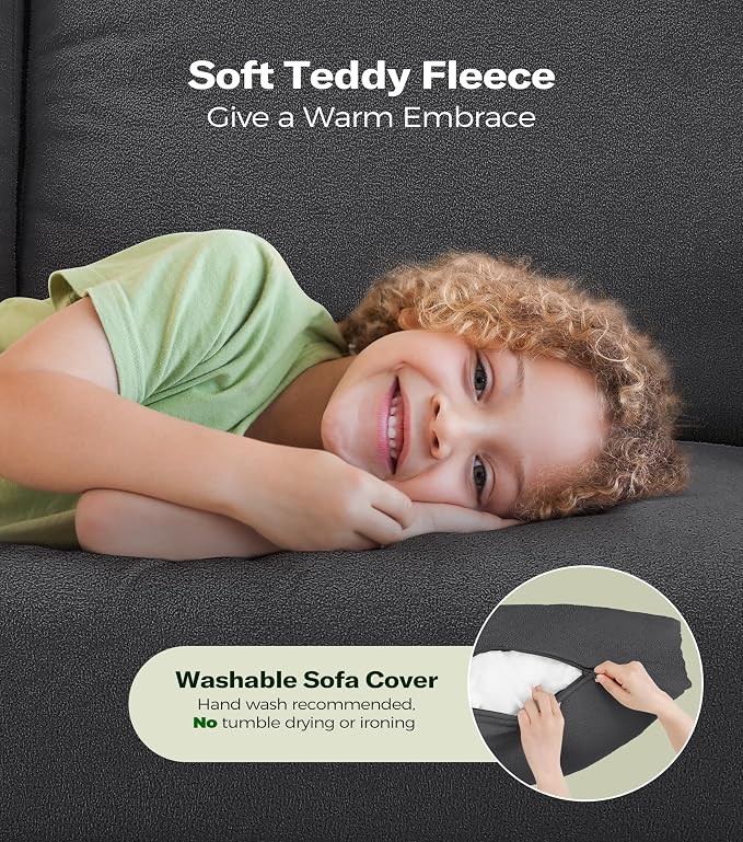 Welzona 83" Couches for Living Room, Teddy Sofa Couch - Image 5