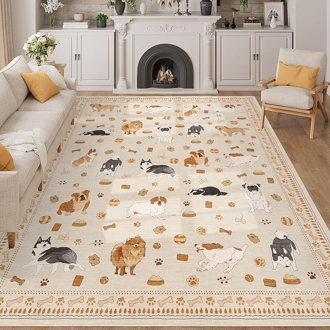 DUKINO 8x10 Area Rug, Washable Dog Rugs by DUKINO
