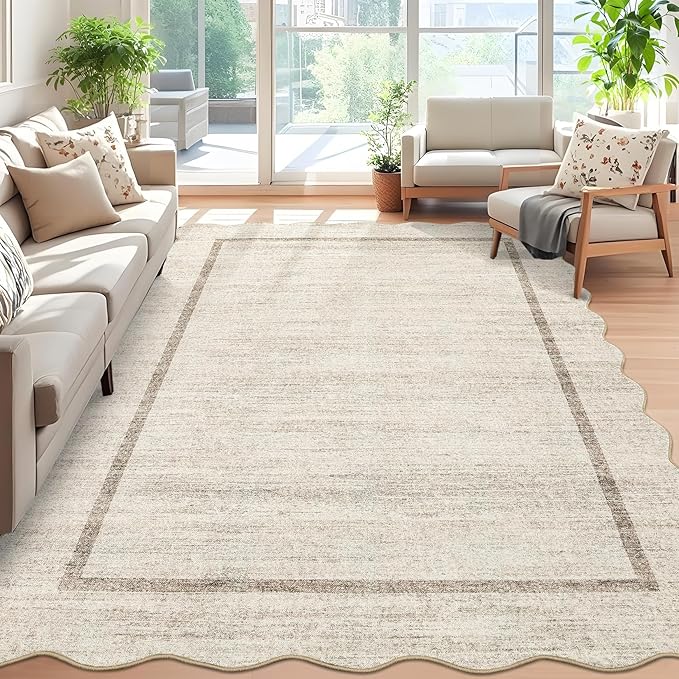 GarveeHome Scalloped Large Living Room Area Rug 6x9 Machine Washable by GarveeHome