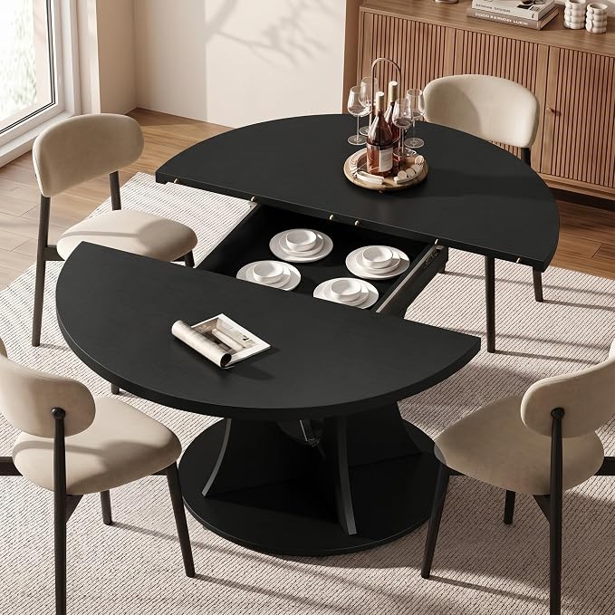 Einhomn 43-59" Extendable Round Dining Table, Kitchen Table - Image 4