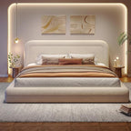 Homkdom Cloud Bed Frame and Headboard, Upholstered Soft King Size Bed Frame - Image 4