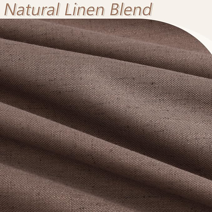 Mocha Mousse 100% Blackout Linen Curtains 90 Inch Length 2 Panels Set - Image 3