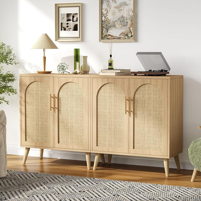 Set of 2 Rattan Buffet Cabinet - Image 7