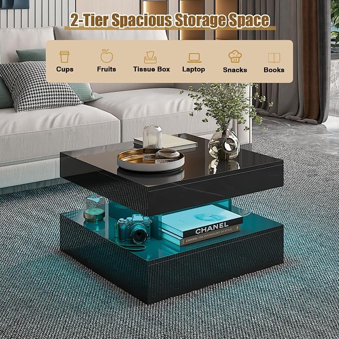 HedoAjim Small Black Led Coffee Table - Image 5