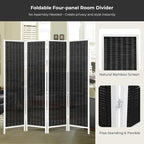 Roundhill Furniture Inkwell 4-Panel Bamboo Room Divider, Folding Portable - Image 4
