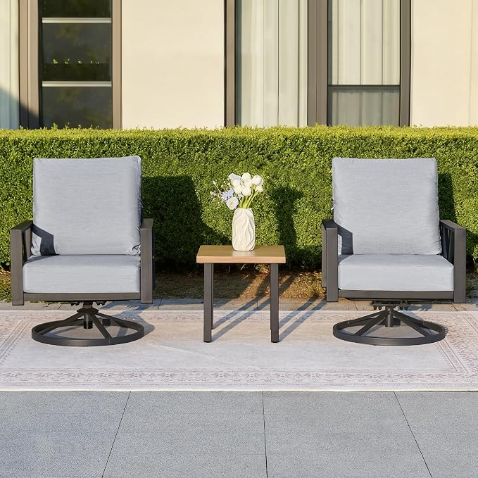 Outdoor Patio Swivel Rocking Chairs Set, Front Porch Furniture - Image 8