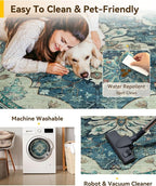 RELEANY Washable Area Rug, Round 4ft, Water Repellent, Pet Friendly, Vintage - Image 4