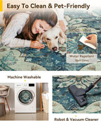 RELEANY Washable Area Rug, Round 10ft, Water Repellent, Pet Friendly, Vintage - Image 5