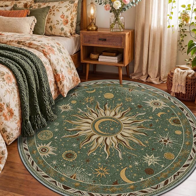 Vacuum-Friendly, Round 6ft Washable Area Rug - Image 2
