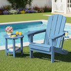 SERWALL Round Outdoor Side Table, HDPE Small Adirondack End Table, 2-Tier Patio - Image 9