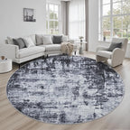 Round Area Rug Living Room: 6 ft Modern Washable Carpet Dark | by FXRHLP