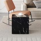 16'' Cube Coffee Table with Marble Stone Pattern, Square No Assembly End Table - Image 3